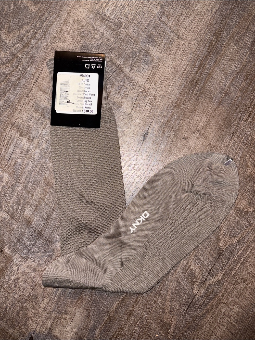 DKNY Vintage 1999 Taupe Color Mercerized Cotton Dress Socks OS